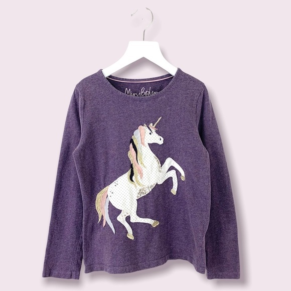 Mini Boden Other - Mini Boden Unicorn Appliqué Embroidered Long Sleeve Tee 7-8 Years